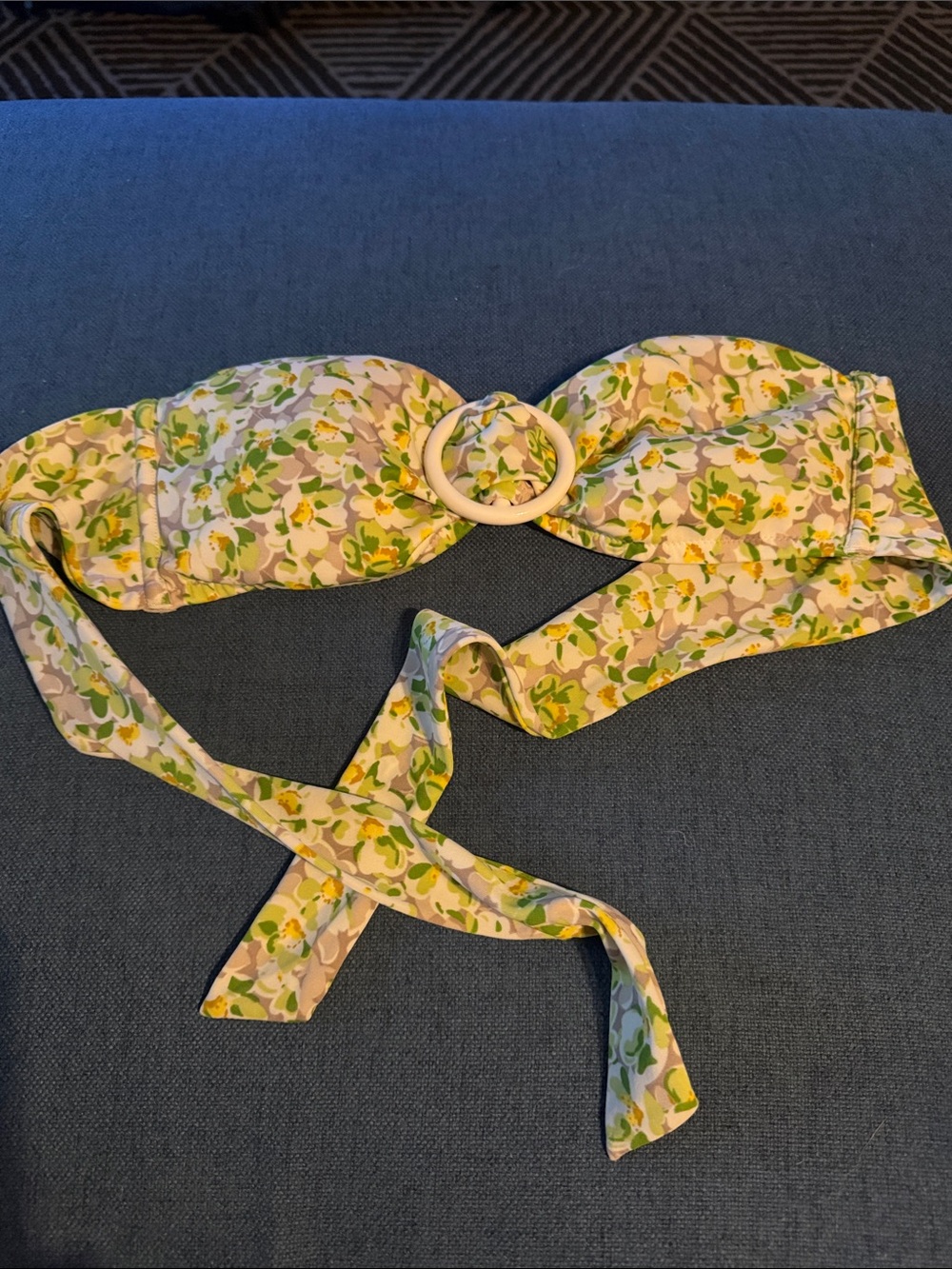 Victoria's Secret Floral Bandeau Bikini Top - Yellow & Green